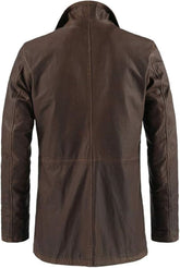 Men's Vintage-Inspired Distressed Brown Sheepskin Leather Jacket